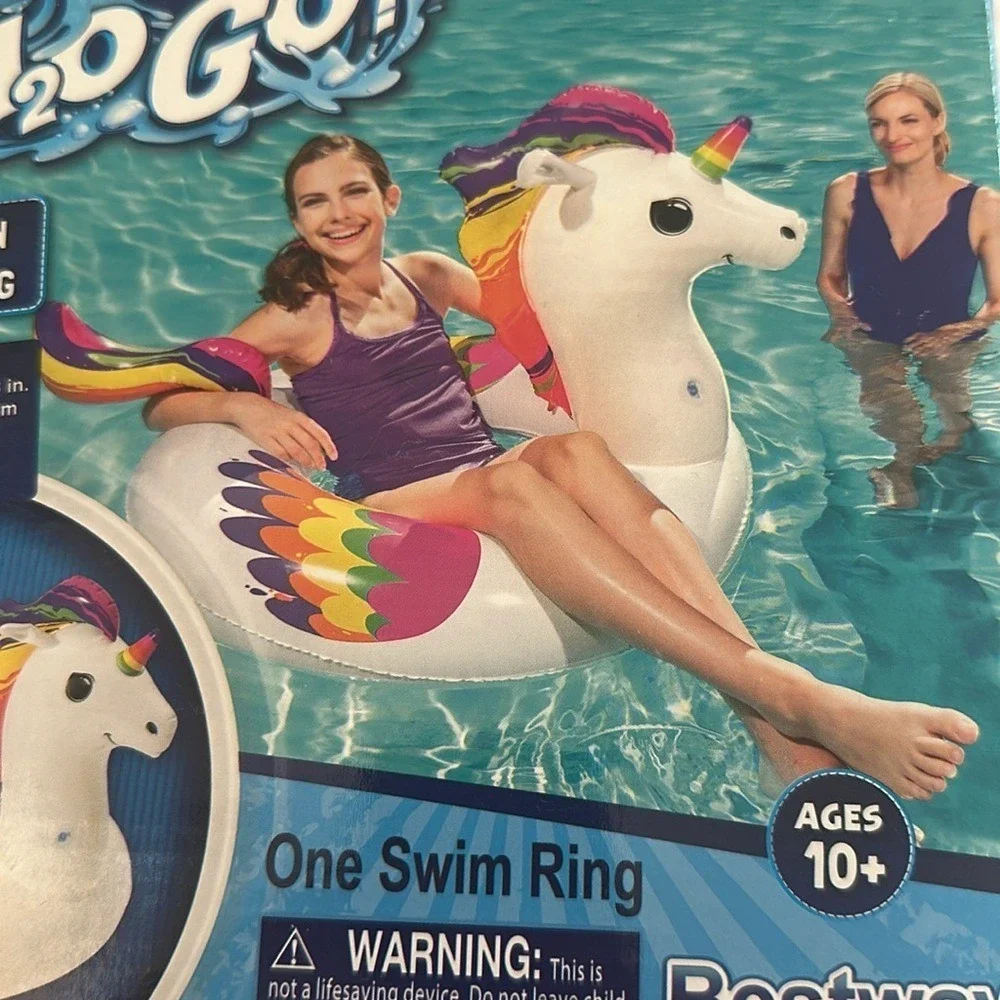 Bestway H2OGO! Unicorn Swim Ring Inflatable Pool Float Rainbow Ages 10+ NEW